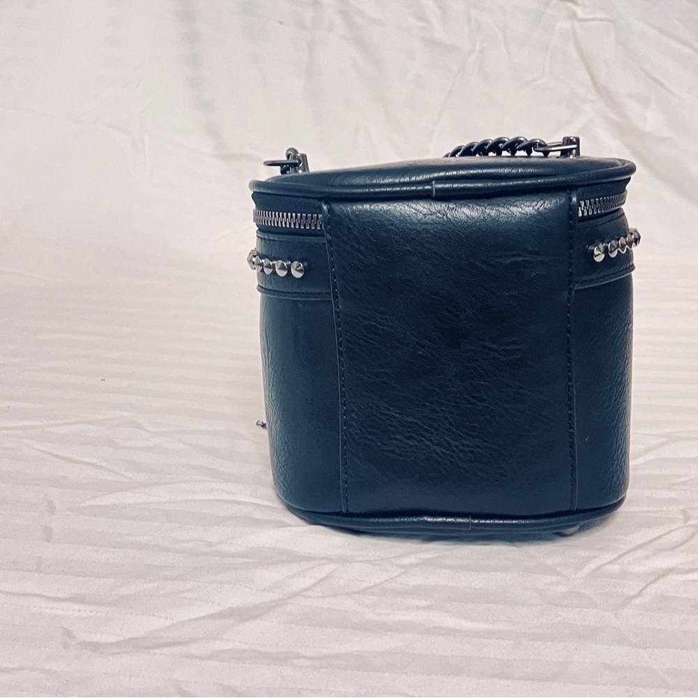 Black Leather Crossbody Bag with Stud Detail